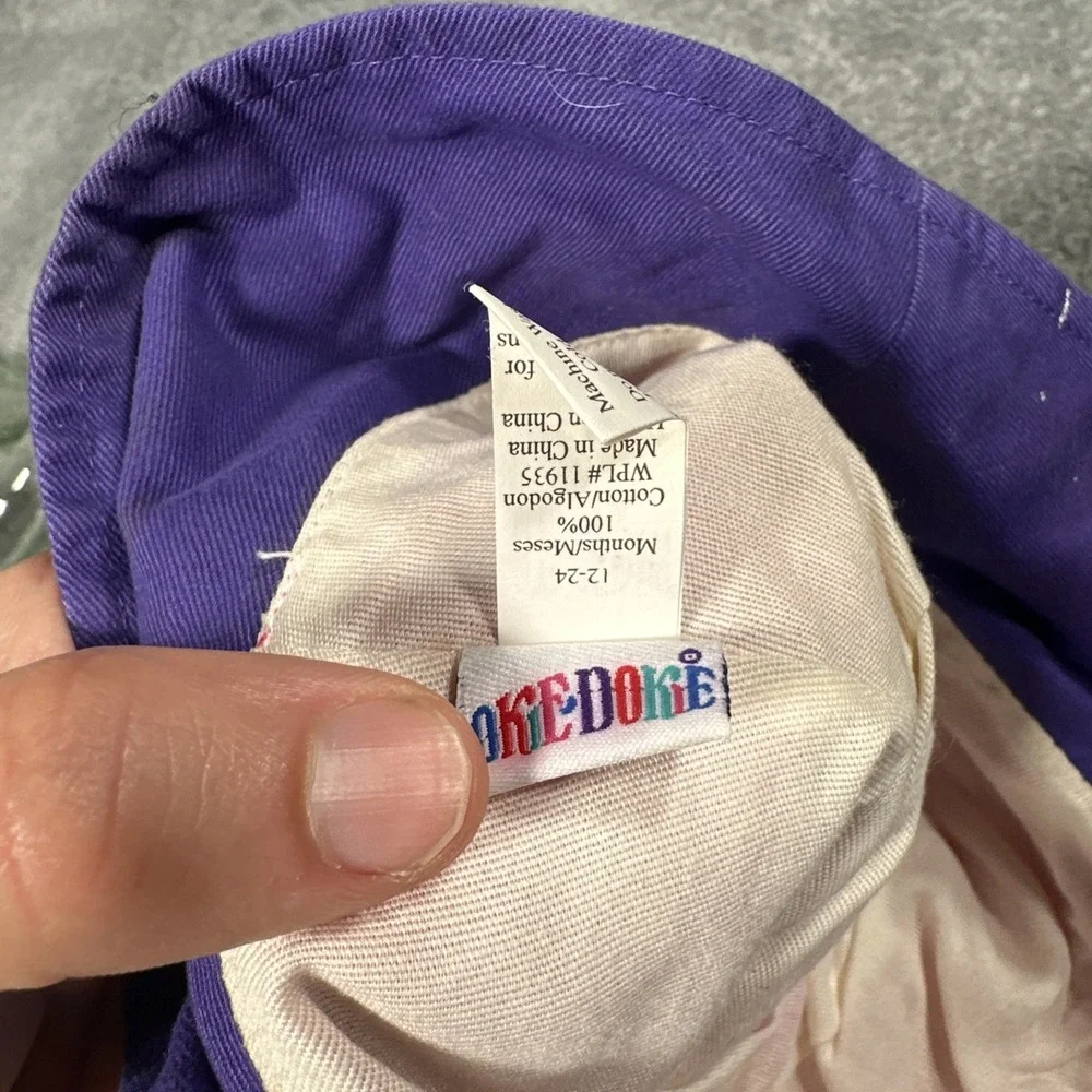 Vintage Okiedokie Kids Bucket Hat Pink Blue Colorblock Flower Embroidered Marks